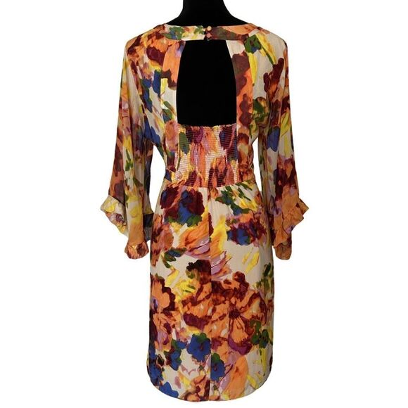 ANTHROPOLOGIE Maeve Jaida  Floral Silk Kimono Dress Size 12 - Picture 2 of 8